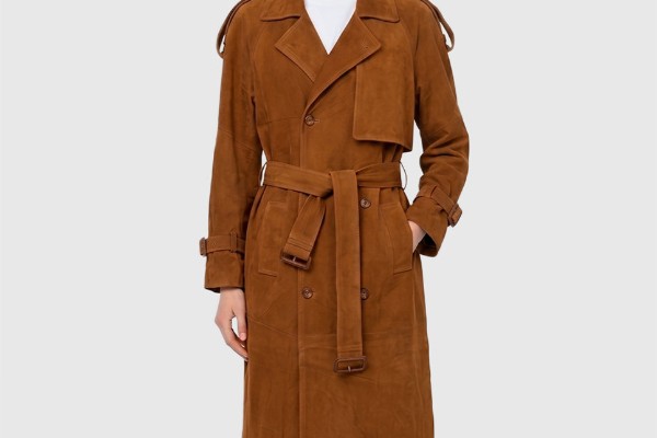 Trench de gamuza color caramelo de Amén Leather