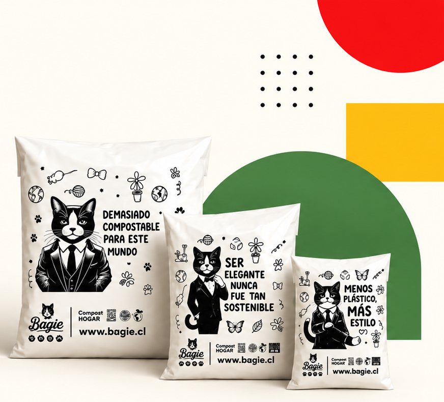 Bolsas courier compostables Bagie en tres tamaños