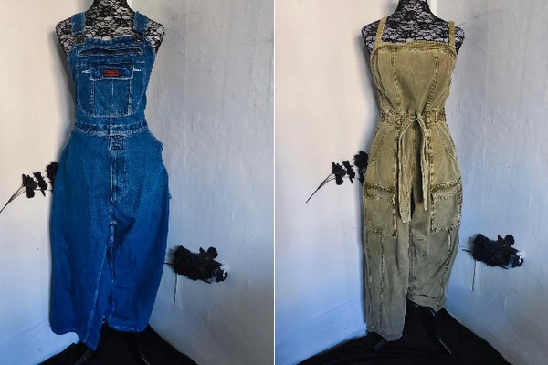 Jardineras vintage de mezclilla y gabardina de Closet Vintage Ely